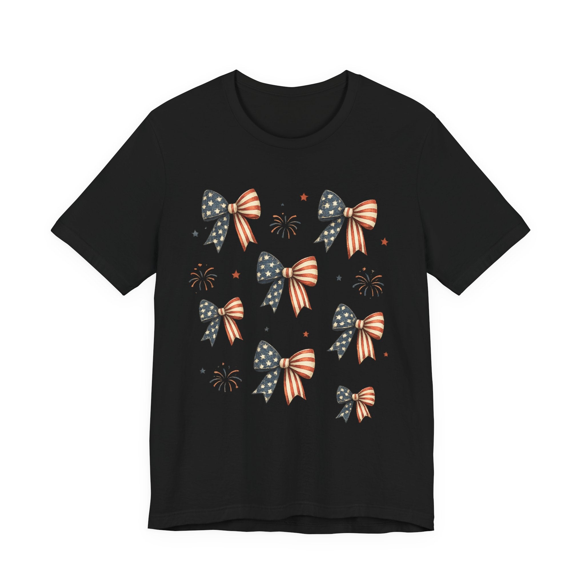 Vintage Patriotic Bow Tee — Red White & Blue 4th of July Shirt