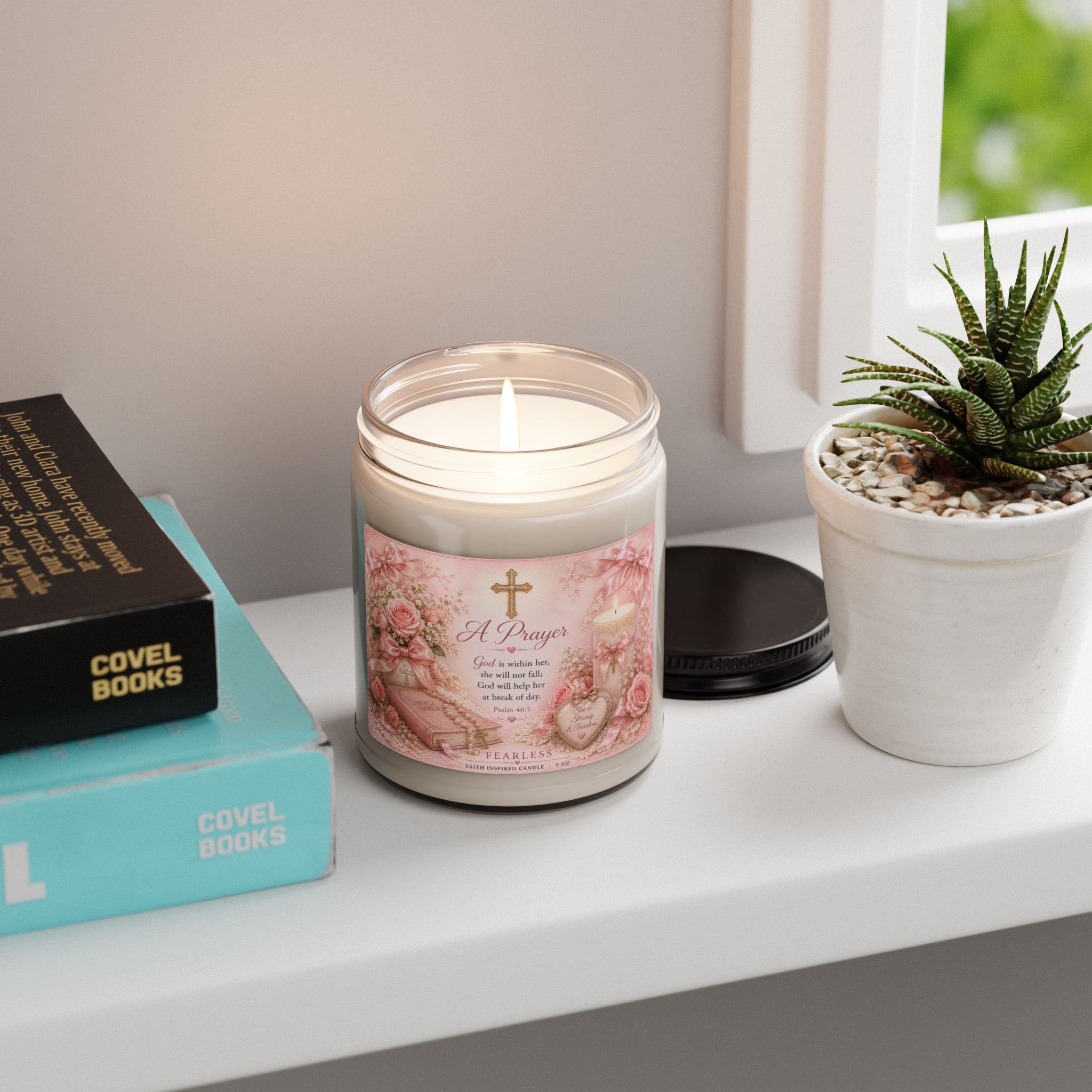 A Prayer Scented Soy Candle — 9oz Cross & Scripture Comforting Floral Gift