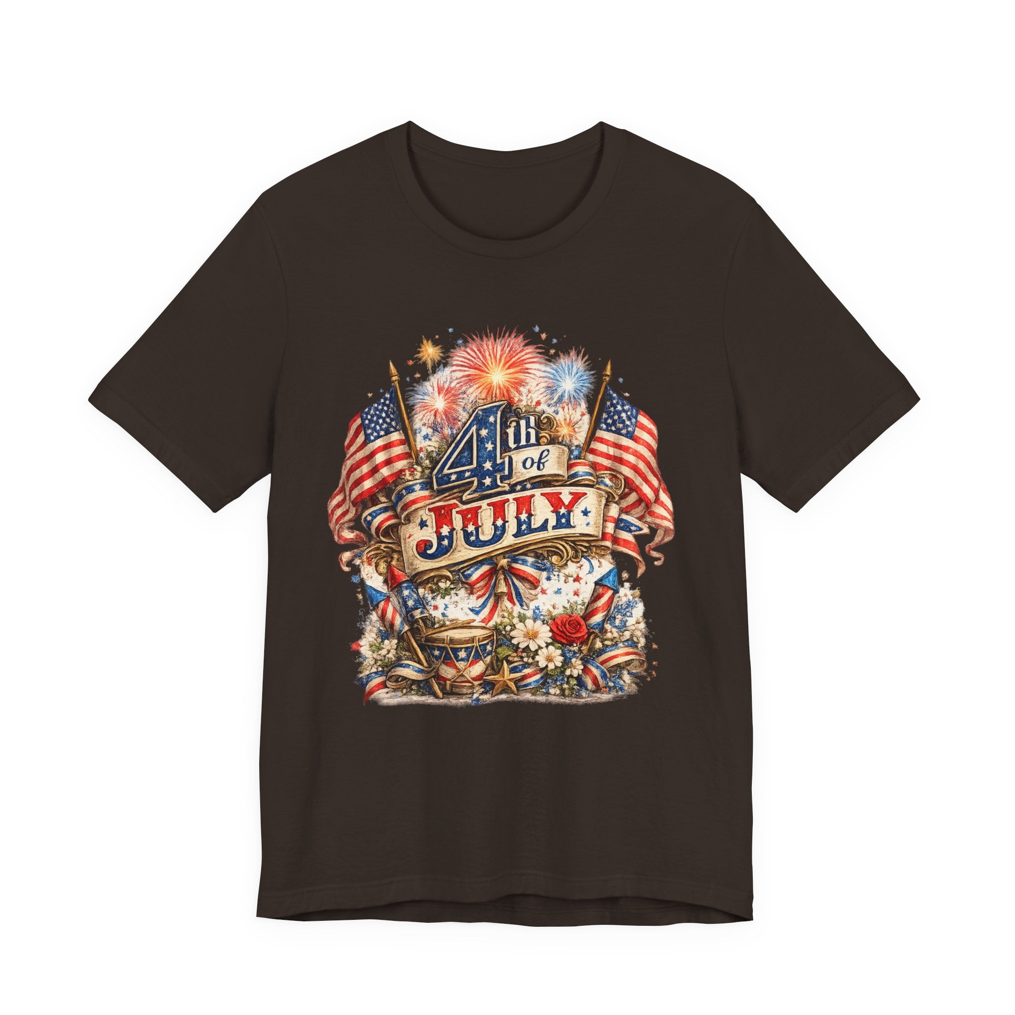 4th of July Fireworks T-Shirt — Patriotic American Flag Stars & Stripes Tee