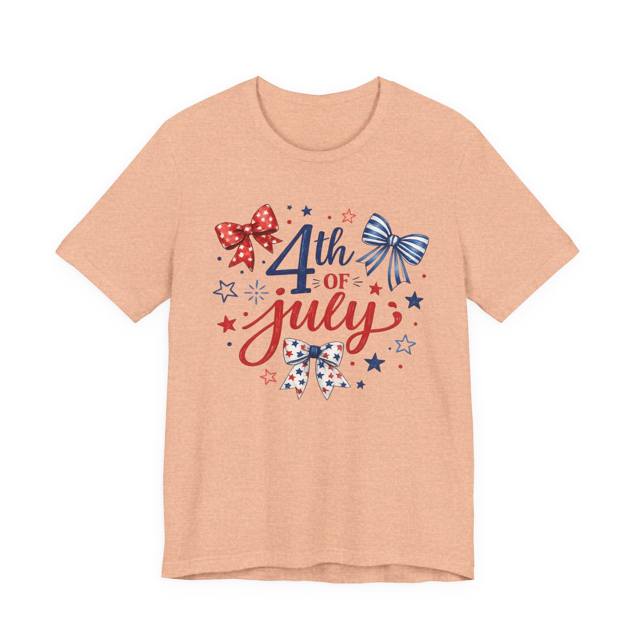 4th of July Bow & Stars T-Shirt — Red, White & Blue Patriotic Tee