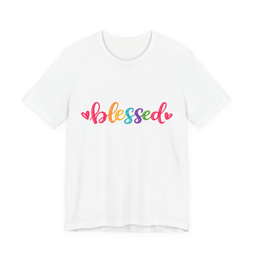 Blessed T-Shirt | Colorful Script, Heart and Cross Mother's Day Tee
