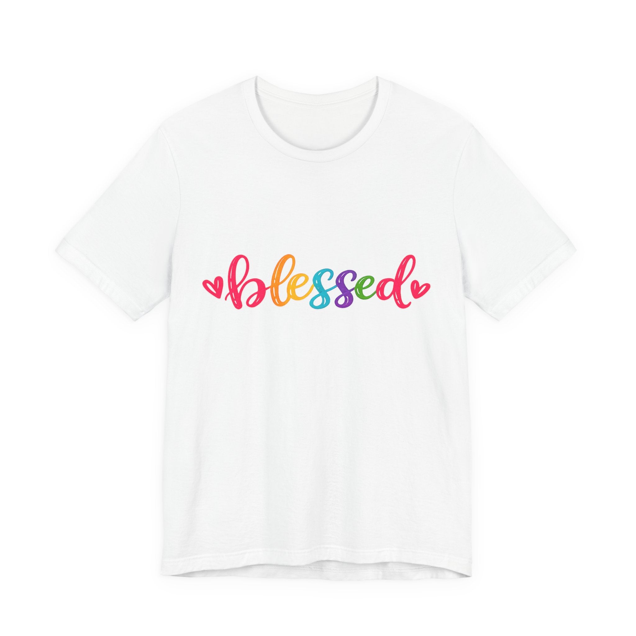 Blessed T-Shirt | Colorful Script, Heart and Cross Mother's Day Tee