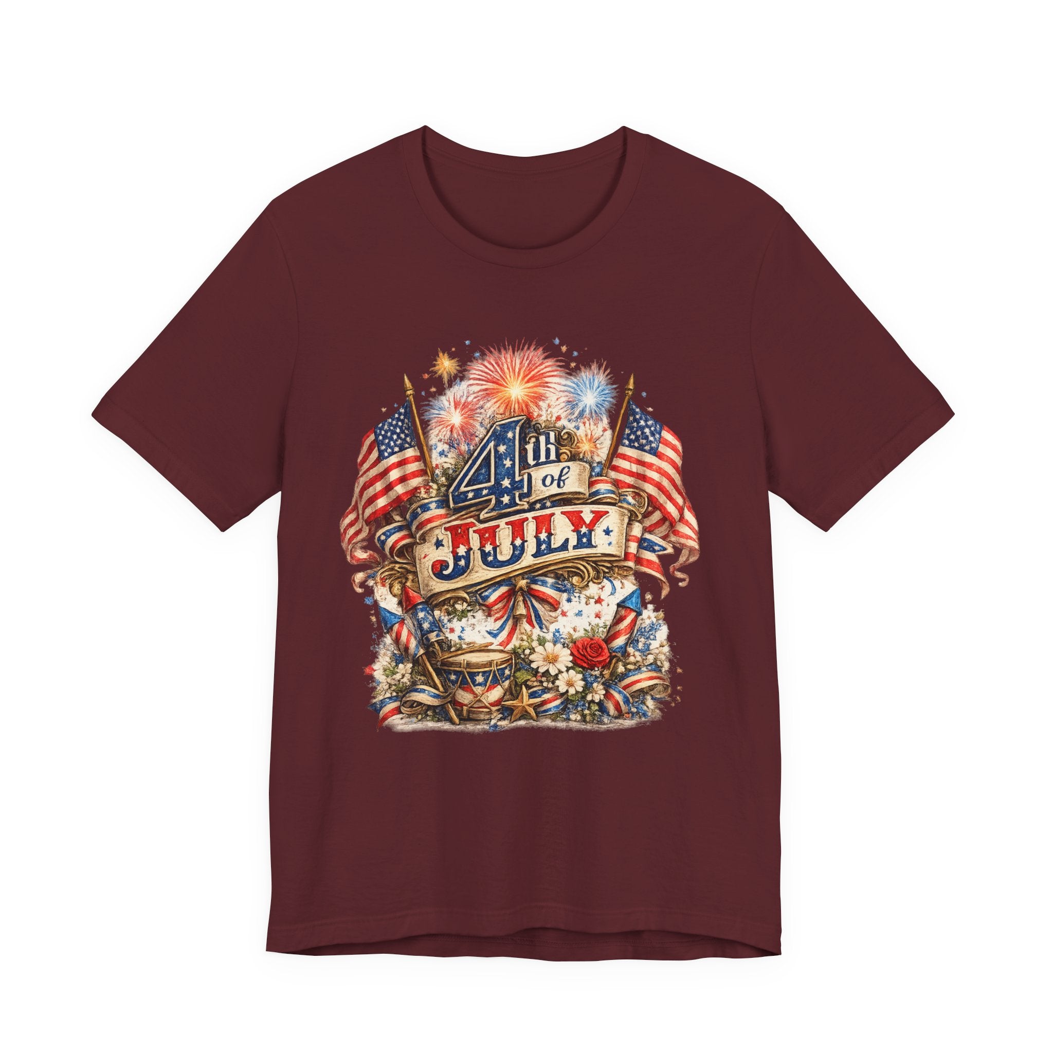 4th of July Fireworks T-Shirt — Patriotic American Flag Stars & Stripes Tee