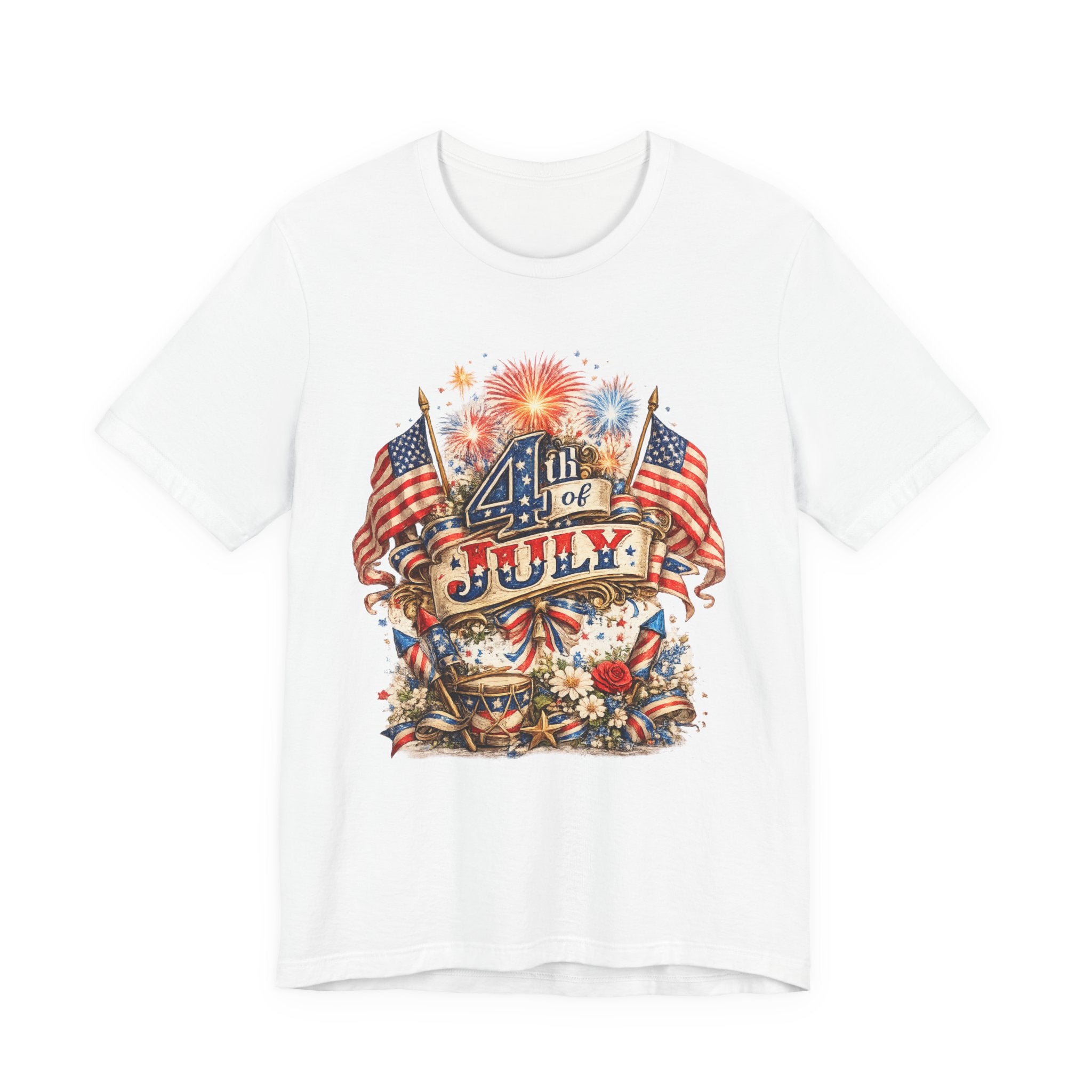 4th of July Fireworks T-Shirt — Patriotic American Flag Stars & Stripes Tee