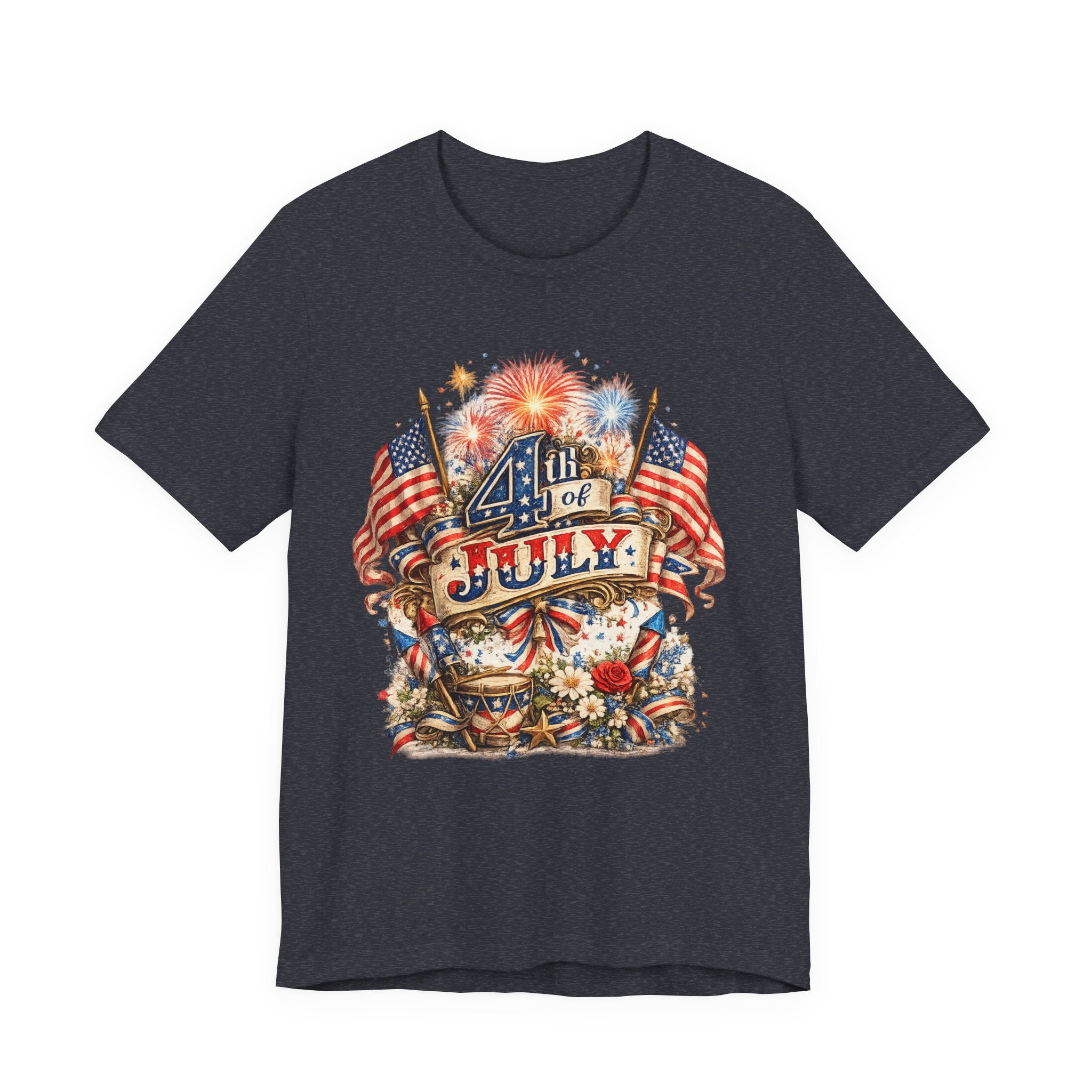 4th of July Fireworks T-Shirt — Patriotic American Flag Stars & Stripes Tee