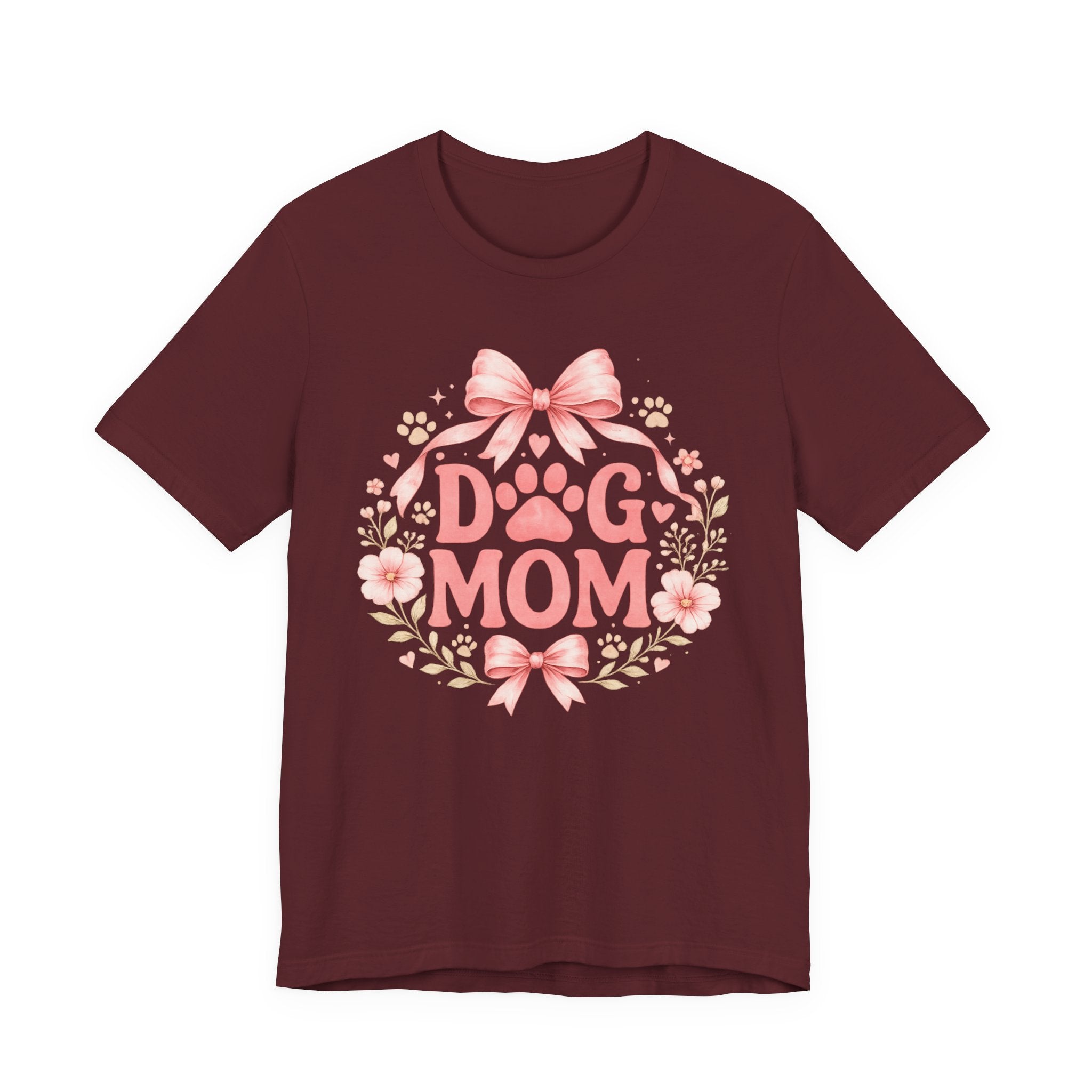Dog Mom T-Shirt — Pink Floral Paw Tee