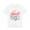 God Girl Era tee | colorful script, heart floral faith design