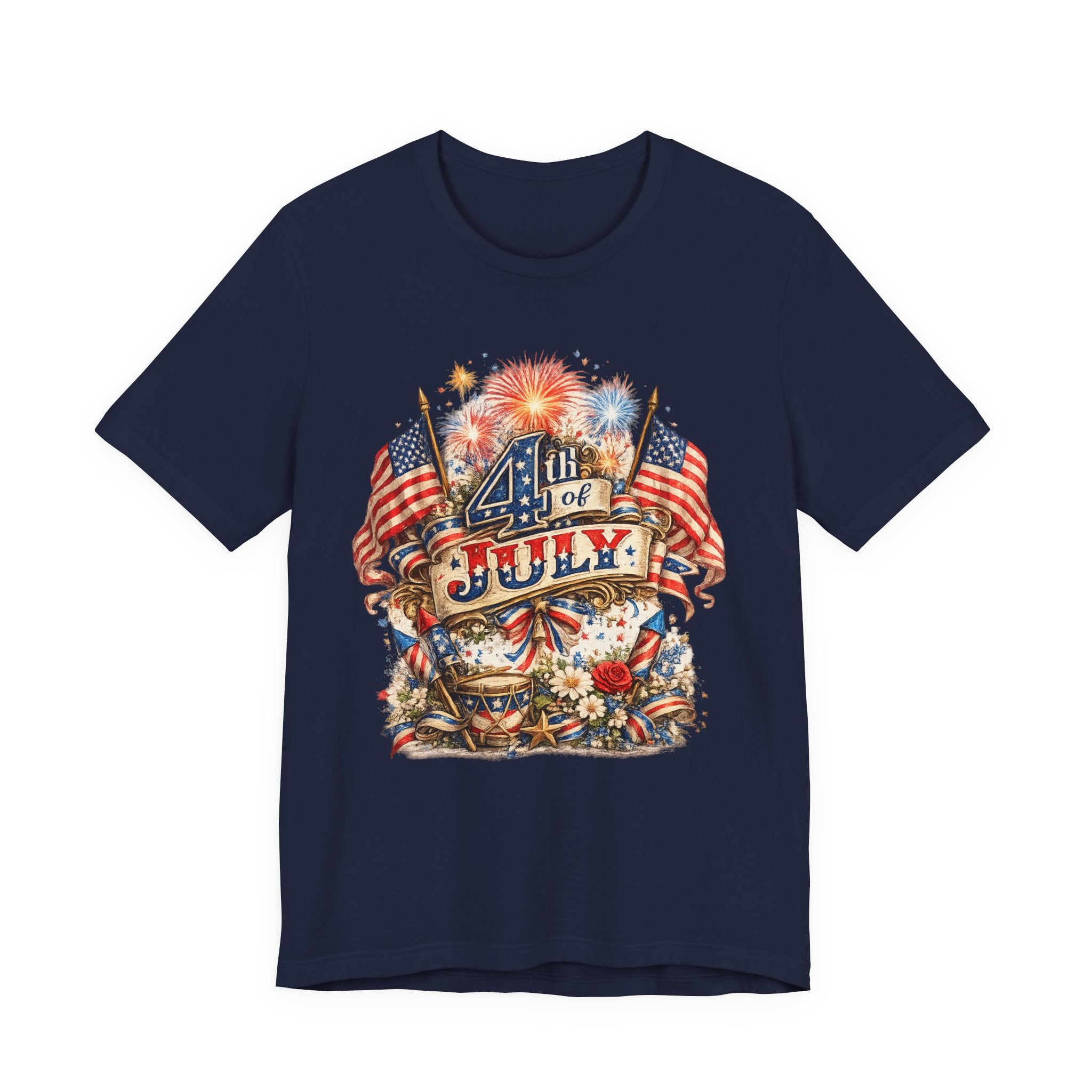 4th of July Fireworks T-Shirt — Patriotic American Flag Stars & Stripes Tee
