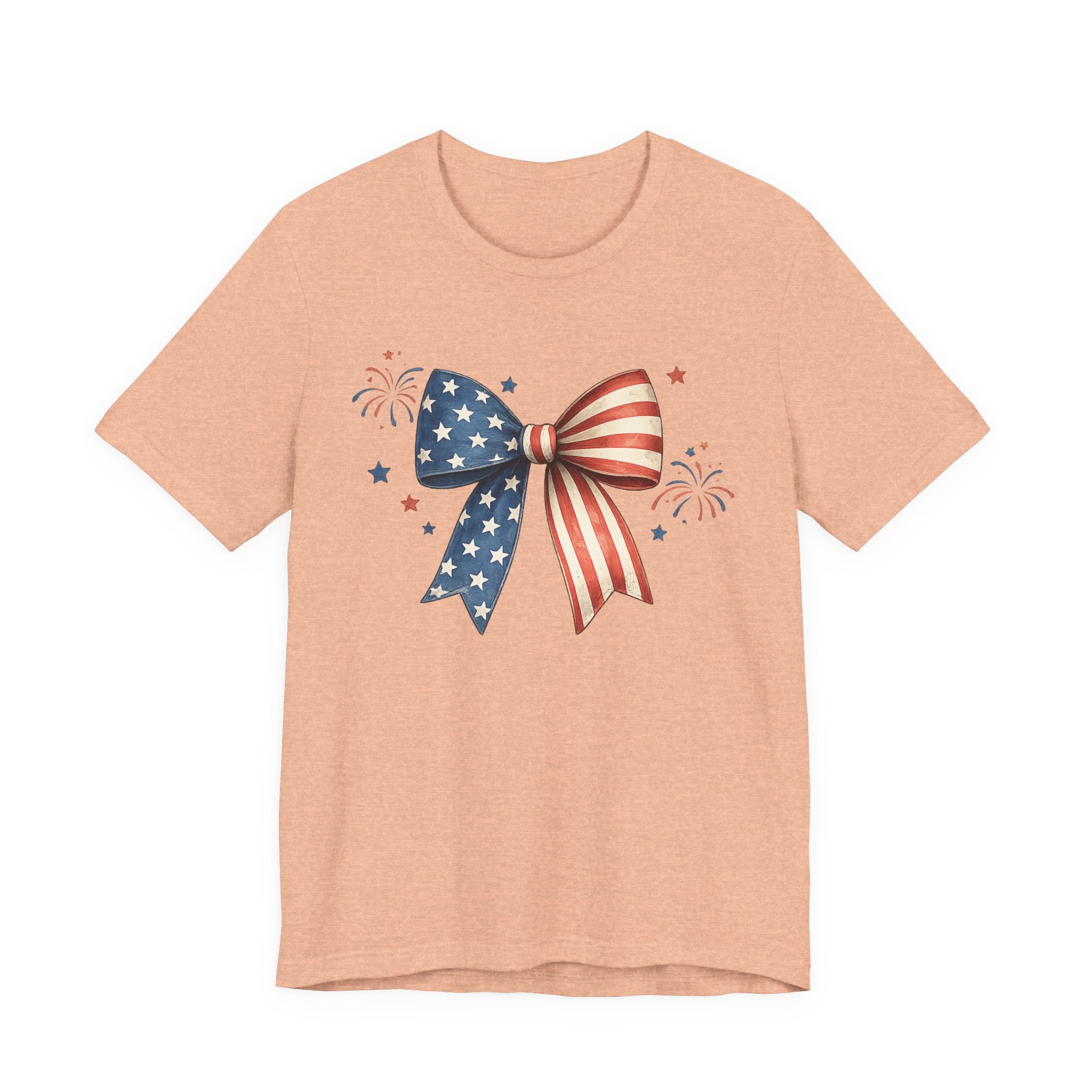 Patriotic American Flag Bow Tee — 4th of July Independence Day T-Shirt