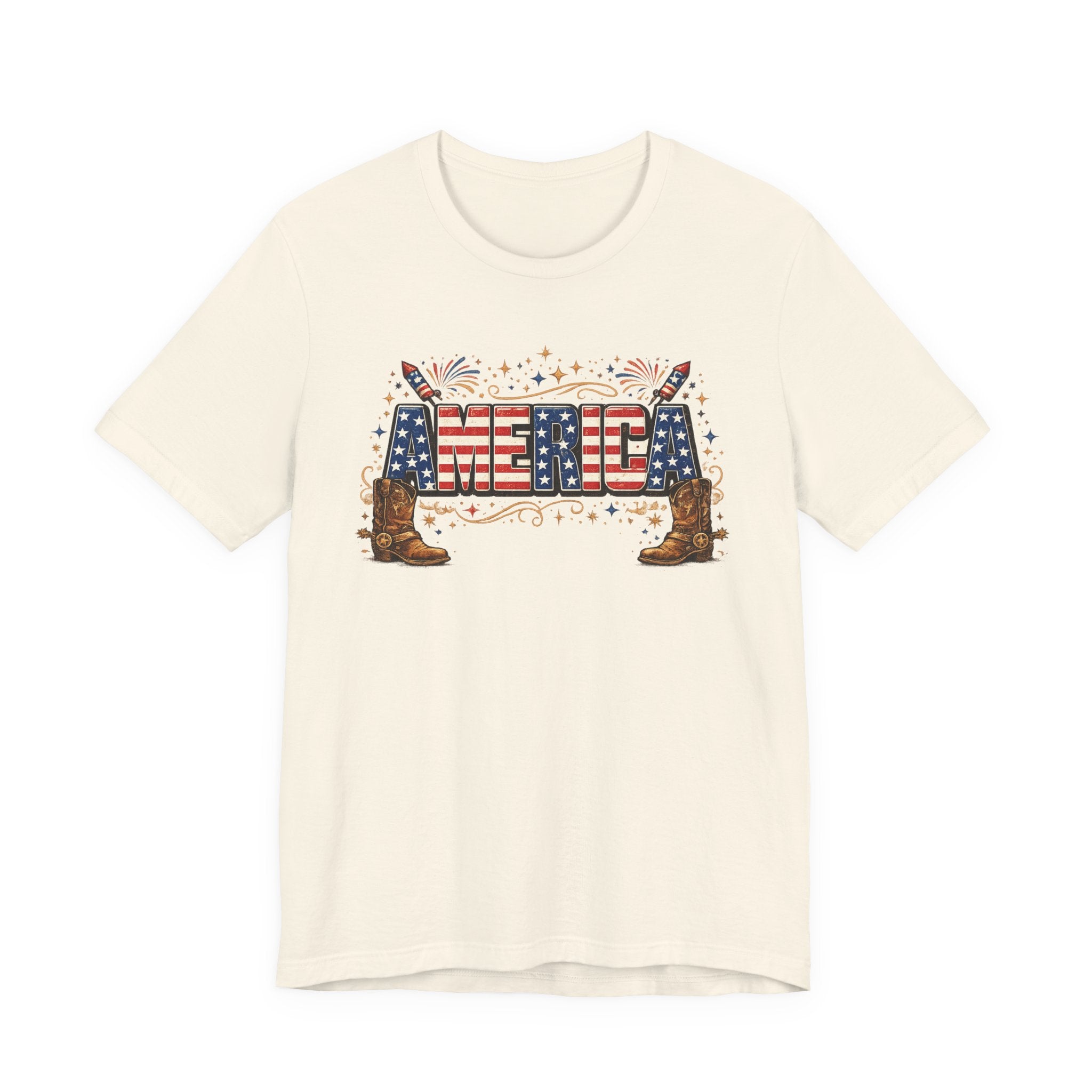Merica Patriotic Tee – USA Flag Cowboy Boots 4th of July Shirt