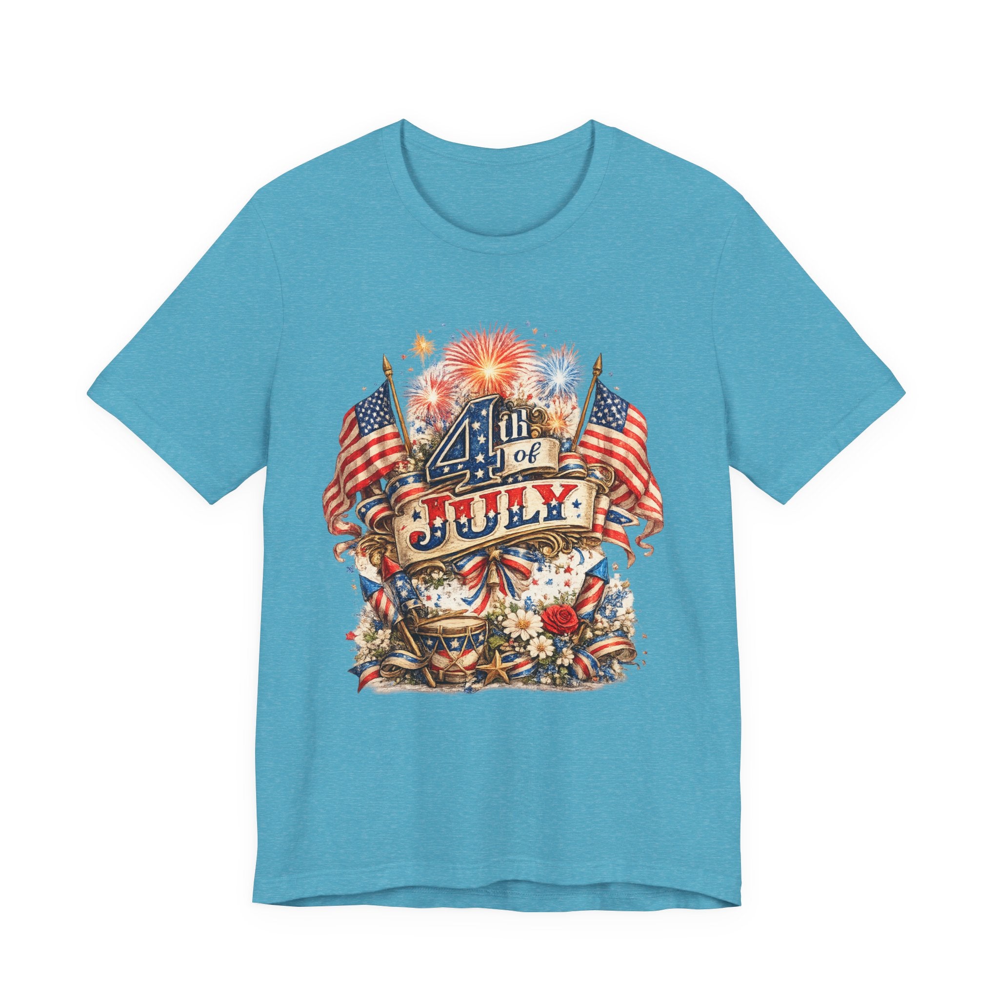 4th of July Fireworks T-Shirt — Patriotic American Flag Stars & Stripes Tee