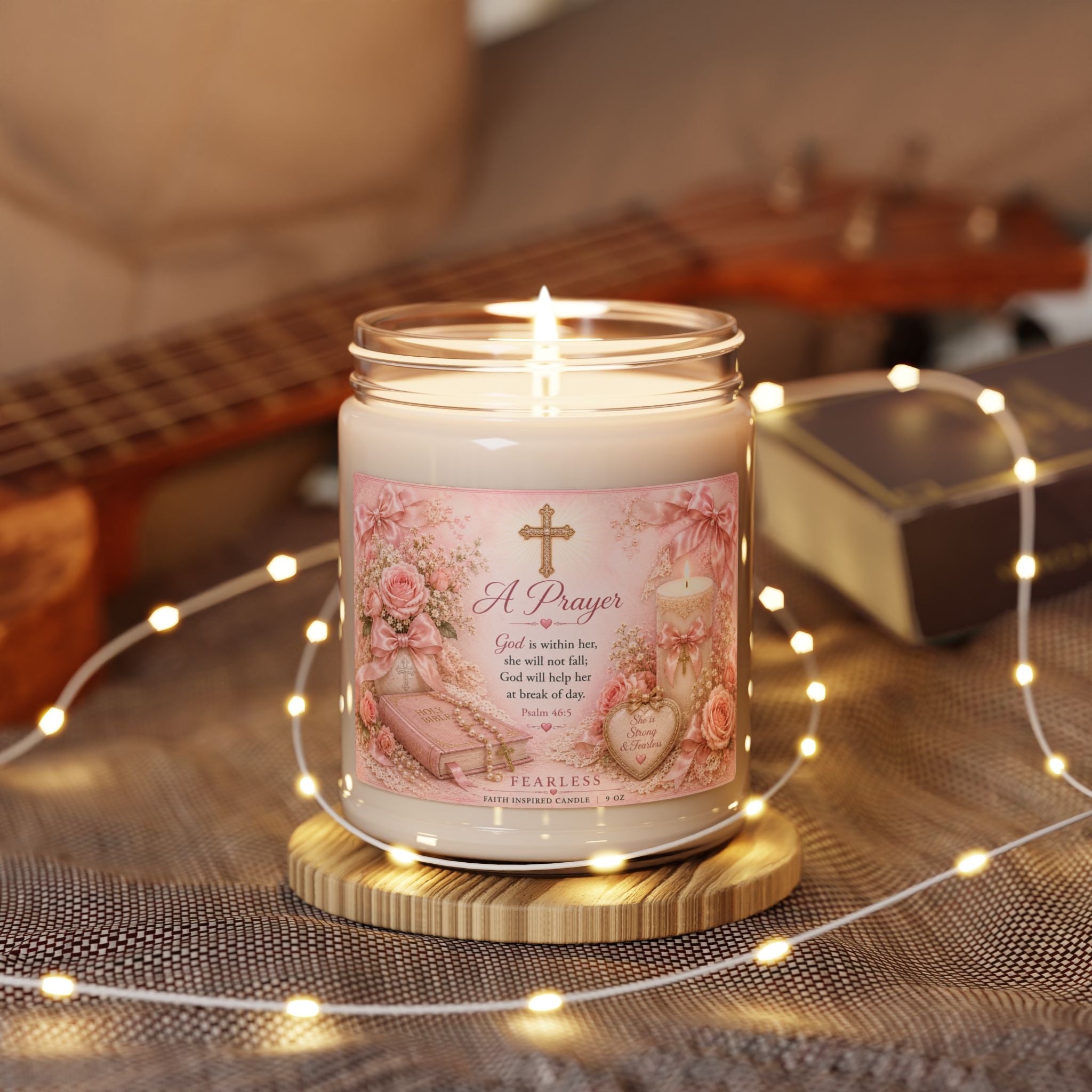 A Prayer Scented Soy Candle — 9oz Cross & Scripture Comforting Floral Gift