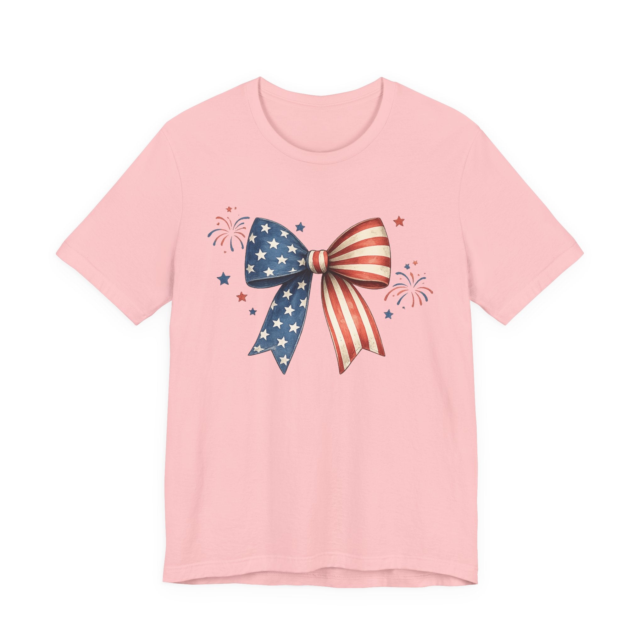 Patriotic American Flag Bow Tee — 4th of July Independence Day T-Shirt