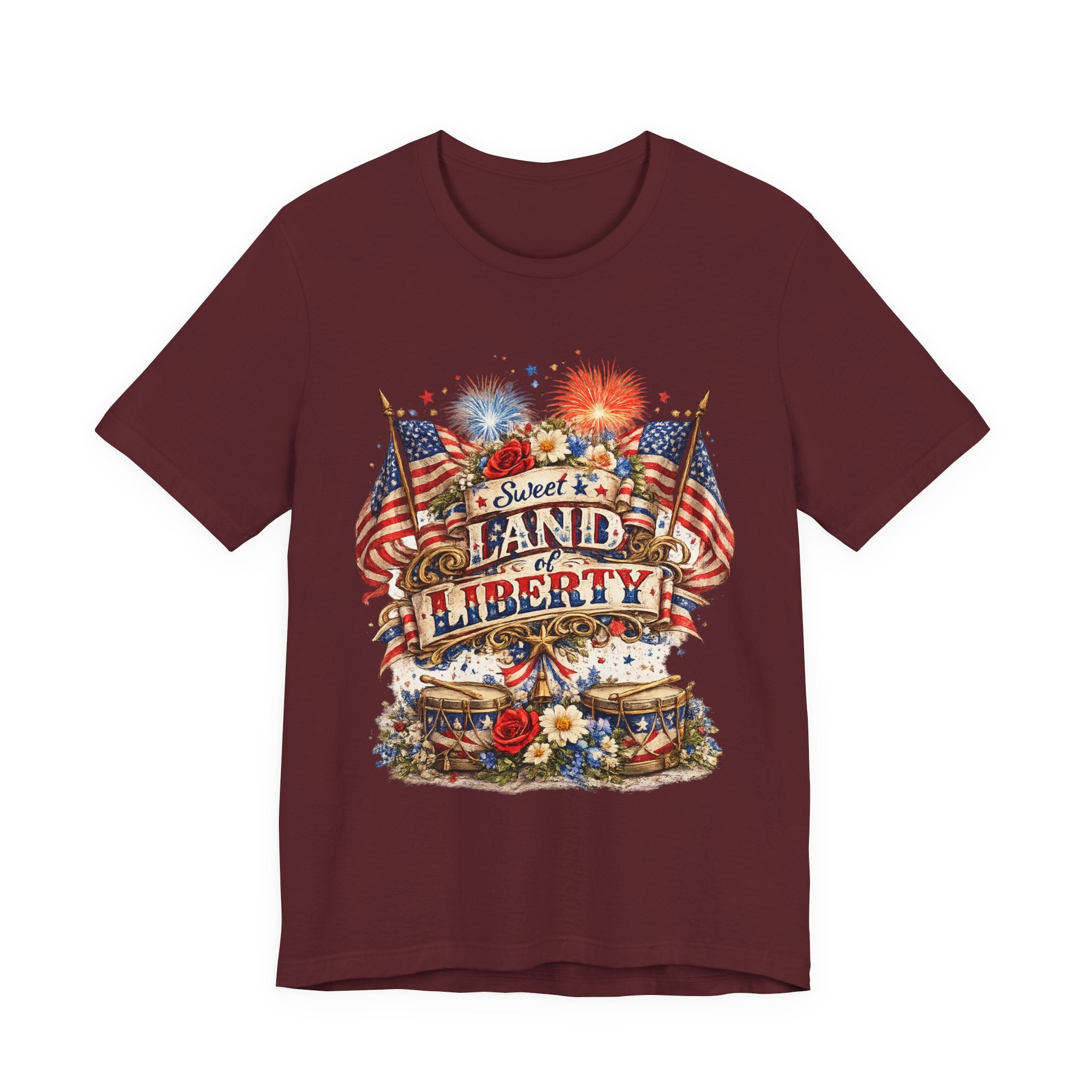 Sweet Land of Liberty T-Shirt — Vintage Patriotic American Flag 4th of July Tee
