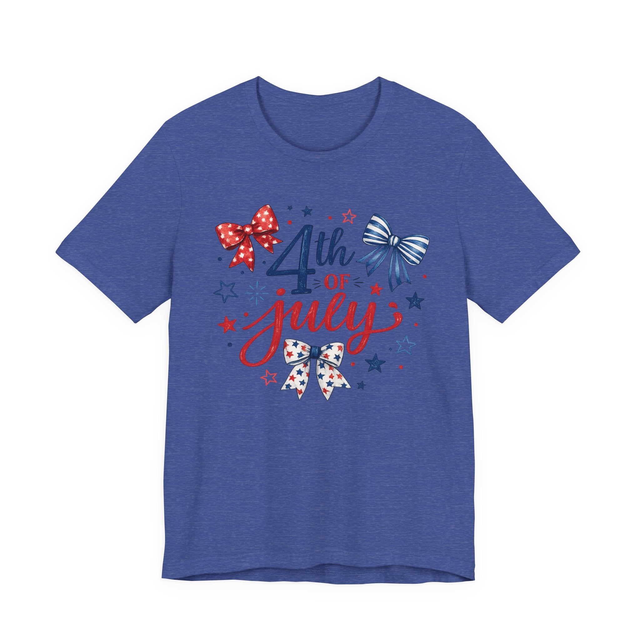 4th of July Bow & Stars T-Shirt — Red, White & Blue Patriotic Tee