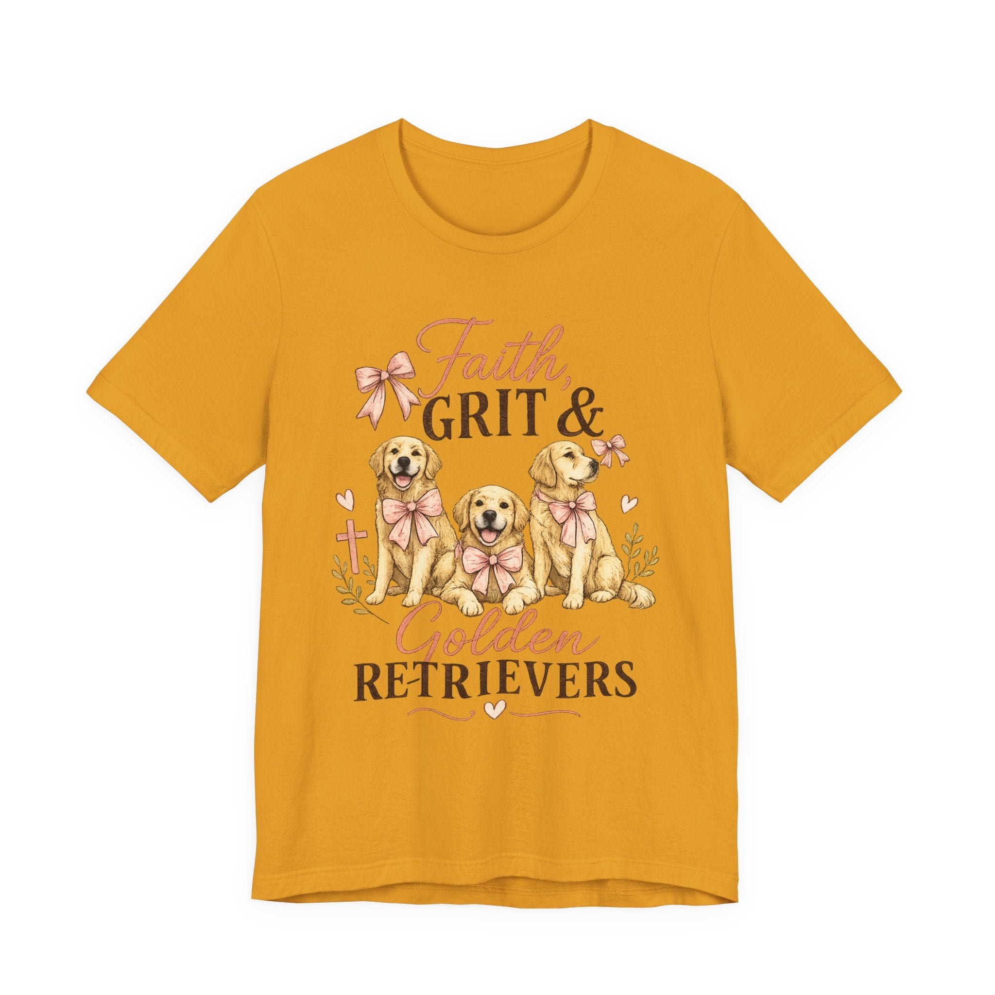Faith, Grit & Golden Retrievers T‑Shirt — Cute Golden Retriever Graphic Tee