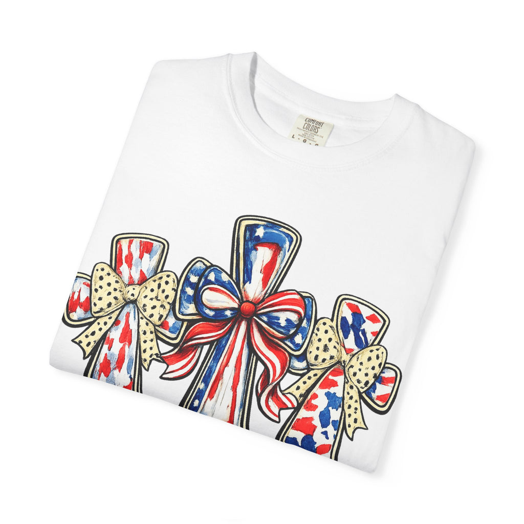 Patriotic Ribbon Crosses T-shirt | American Flag Bow Crosses