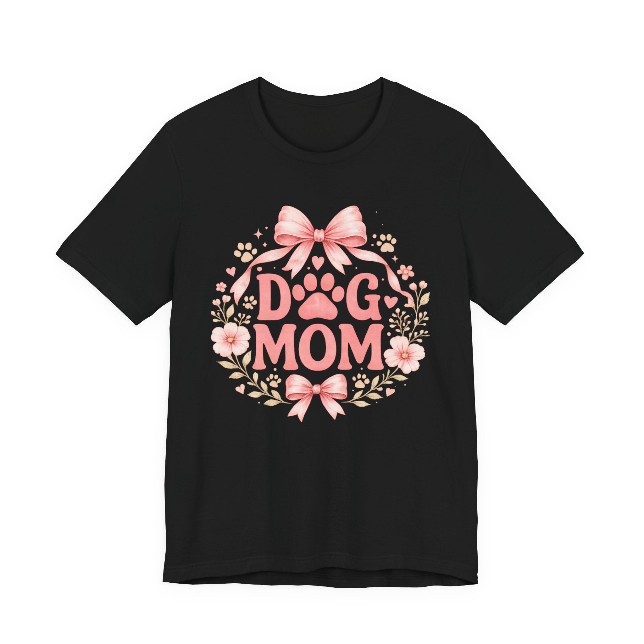 Dog Mom T-Shirt — Pink Floral Paw Tee