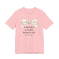 Chosen Loved Forgiven T-Shirt — Psalm 136:1 Floral Bow Christian Tee