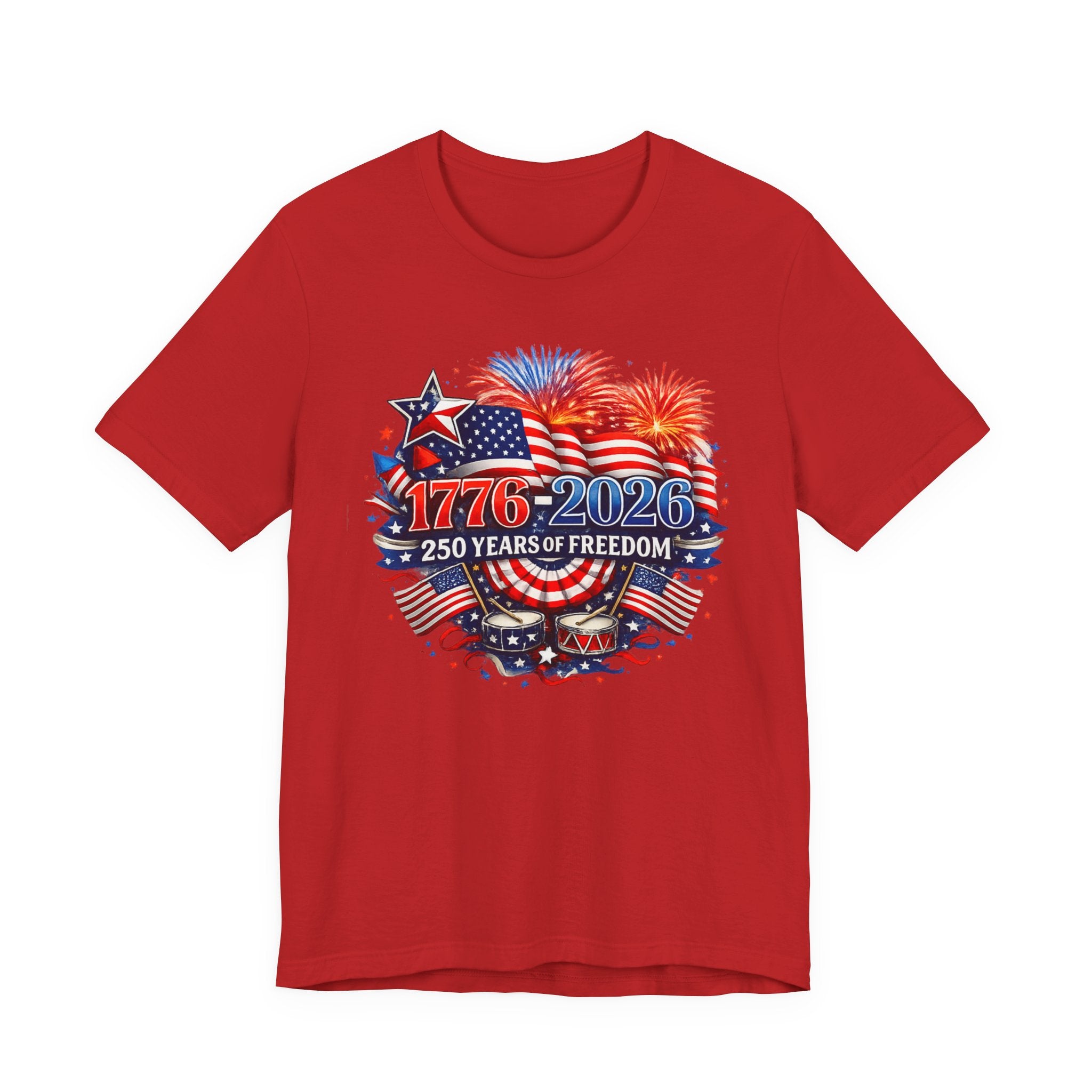 1776-2026 Freedom T-Shirt — Patriotic American Flag Fourth of July Tee