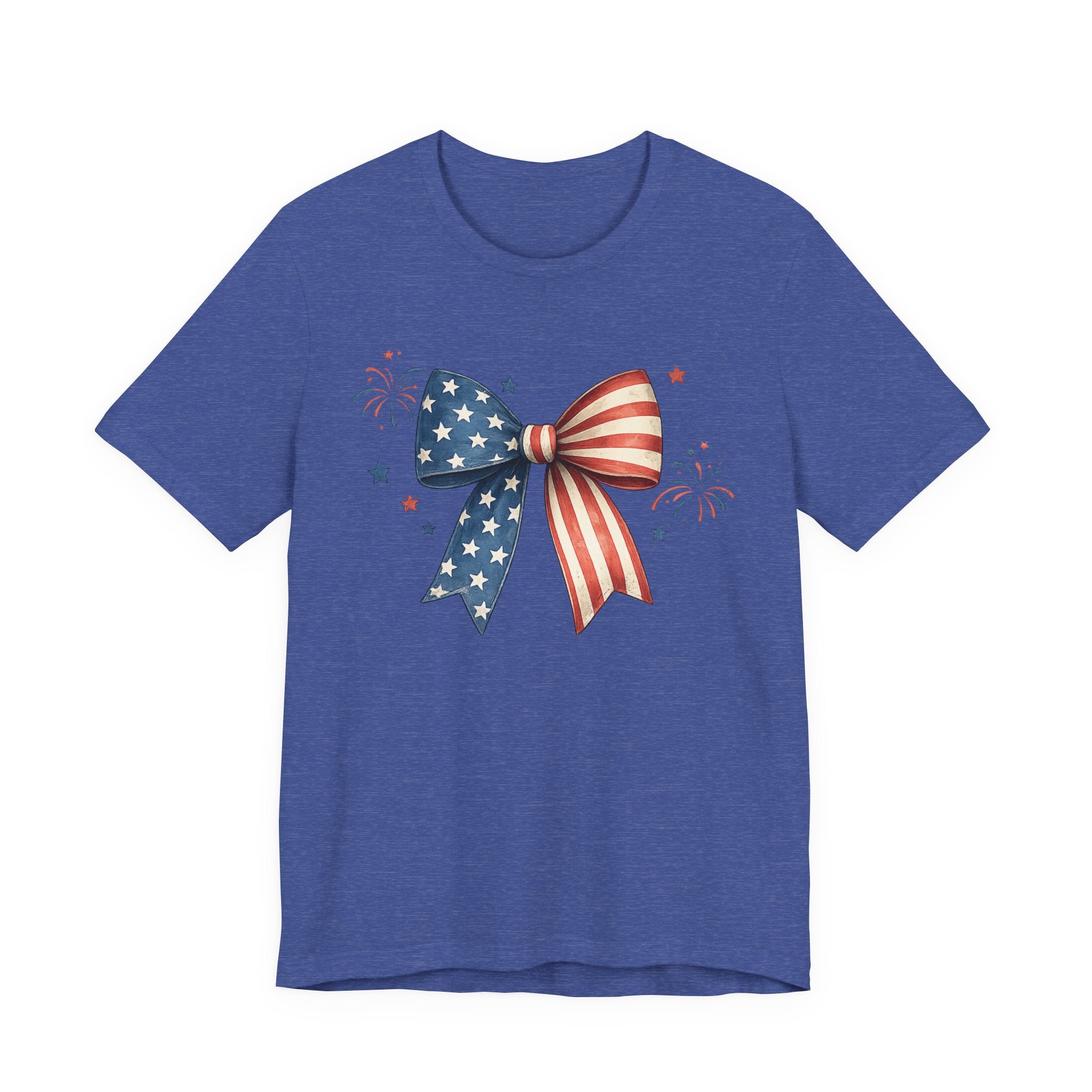 Patriotic American Flag Bow Tee — 4th of July Independence Day T-Shirt