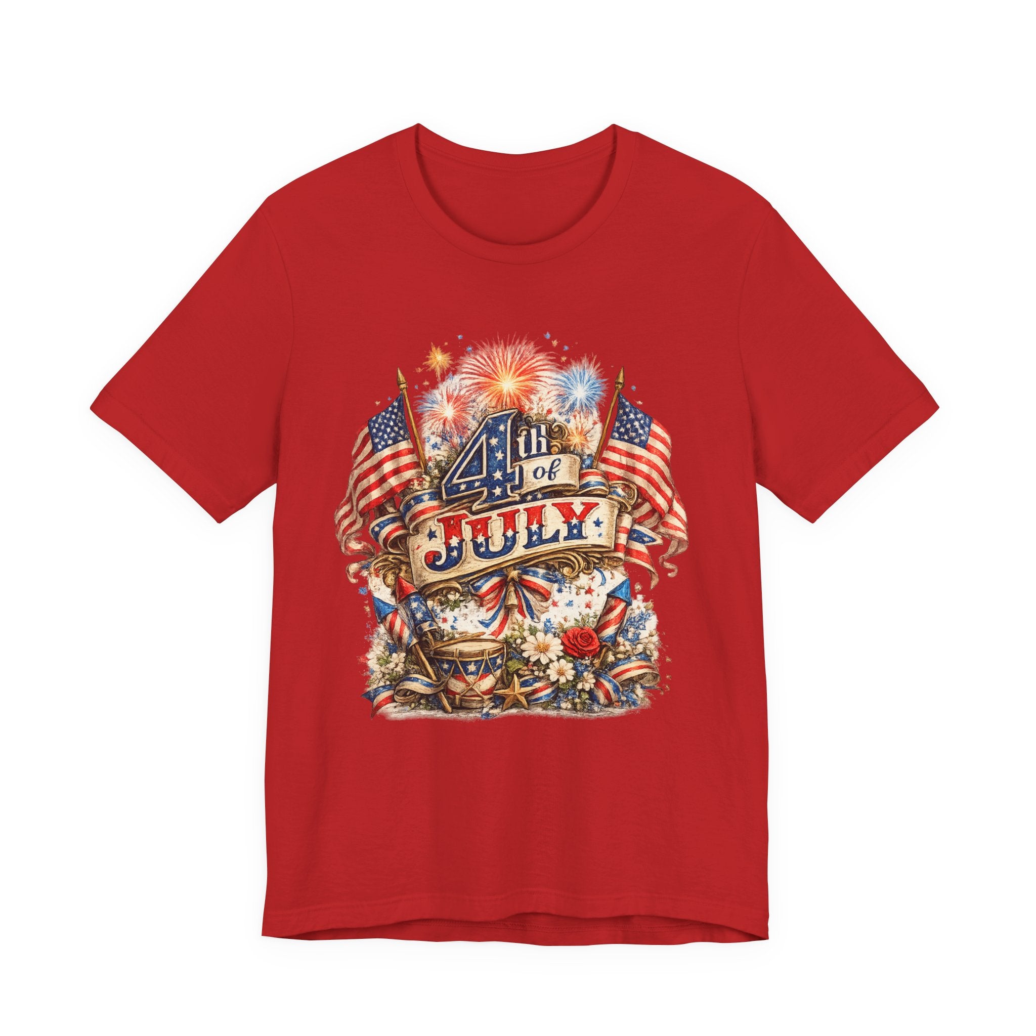 4th of July Fireworks T-Shirt — Patriotic American Flag Stars & Stripes Tee