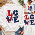 Patriotic LOVE Crewneck Sweatshirt — Americana Stars & Stripes 4th of July Sweater