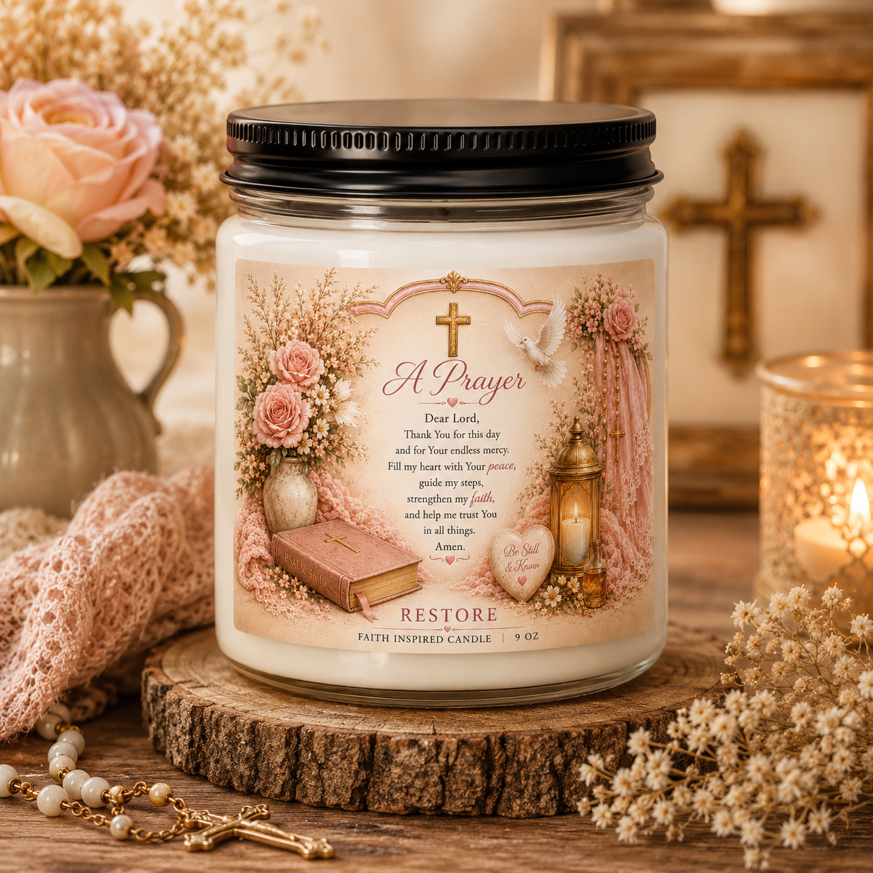 Prayer Verse Scented Soy Candle — 9oz Inspirational Memorial & Sympathy Gift