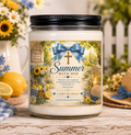 Summer With Him Scented Soy Candle — 9oz Christian Sunflower & Cross Candle