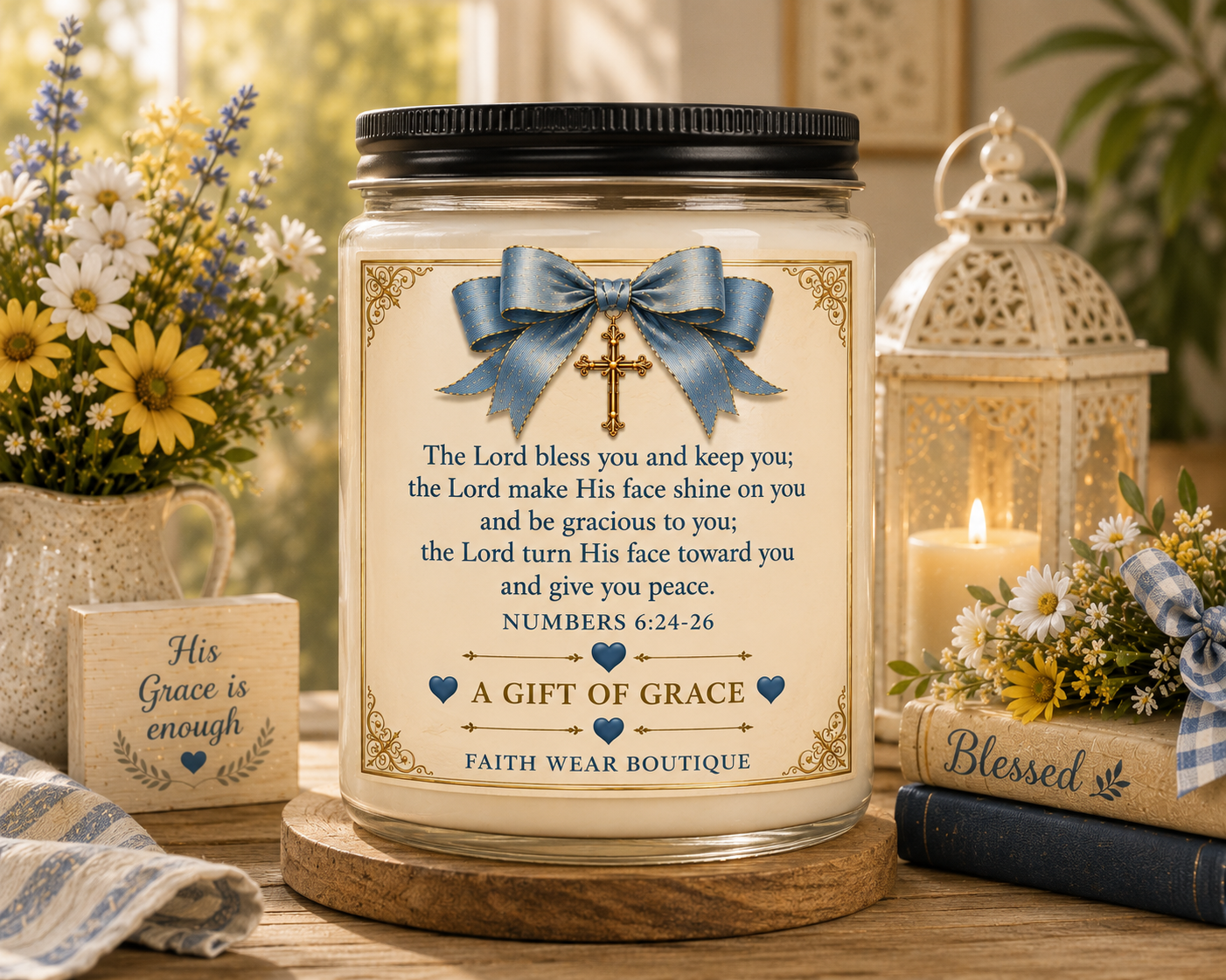 Faith & Light Scented Soy Candle — 9oz Inspirational Prayer Candle