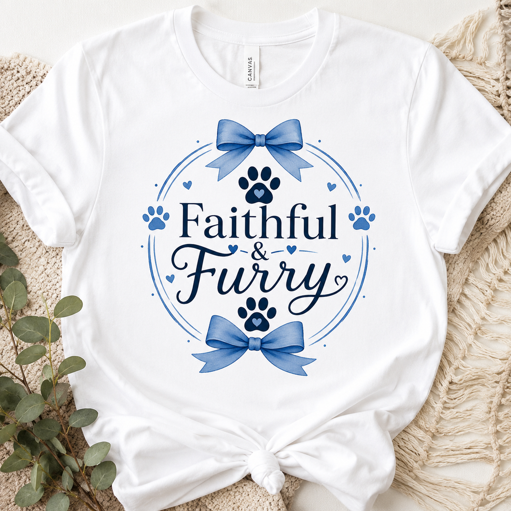 Faithful & Furry Tee — Cute Paw Print Pet Lover T-Shirt
