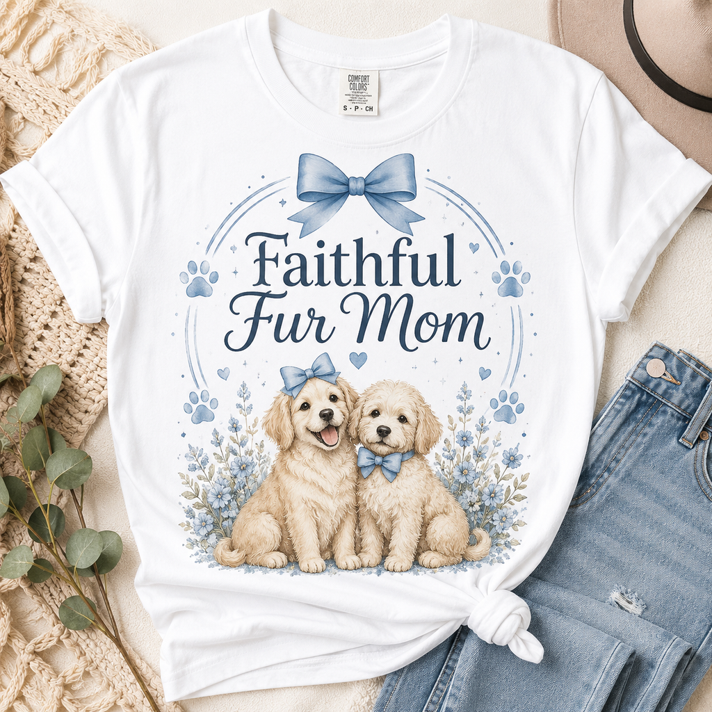 Faithful Fur Mom T-Shirt — Cute Puppy Paw Mother's Day Gift