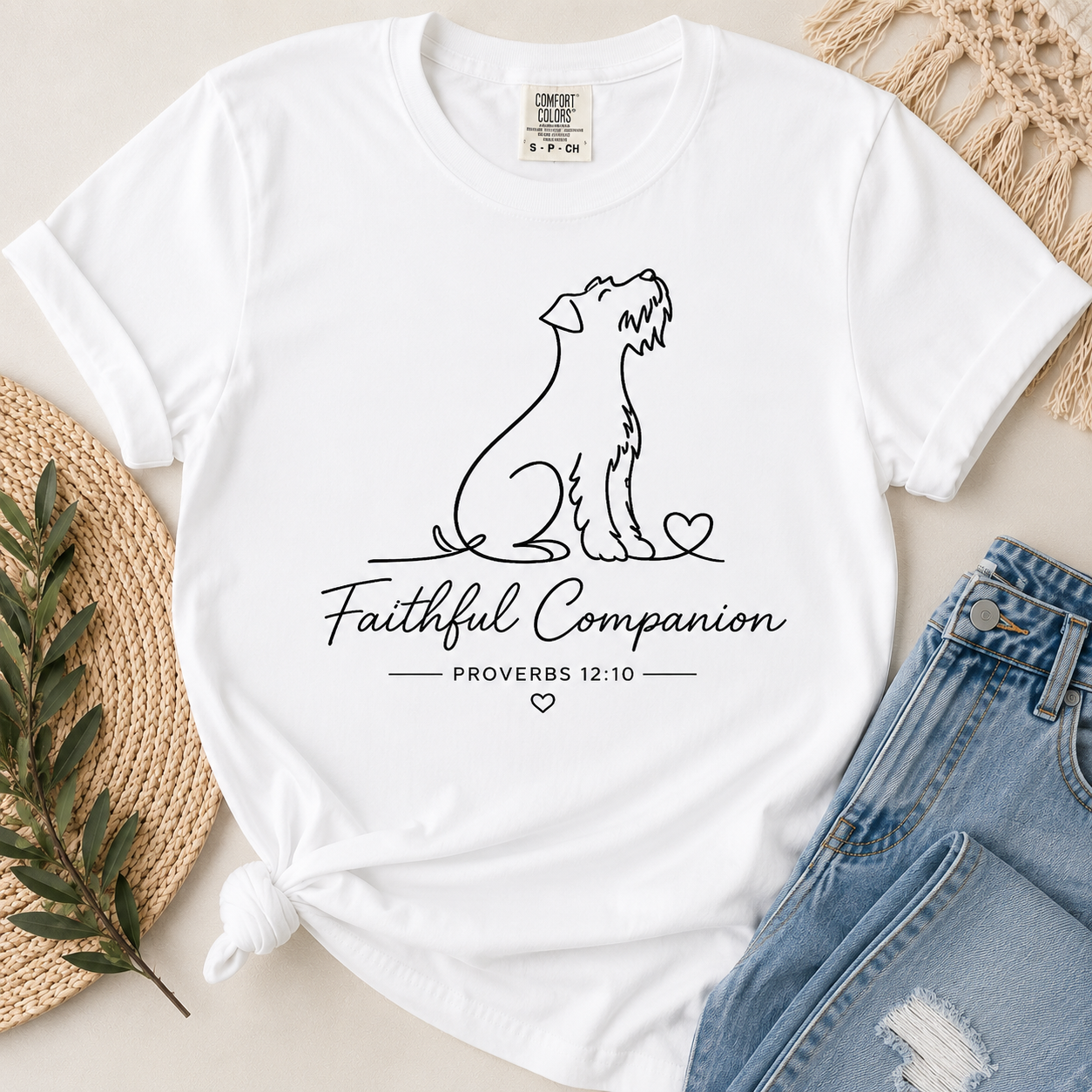Faithful Companion Tee - Dog Silhouette "Faithful Companion" Proverbs 12:10