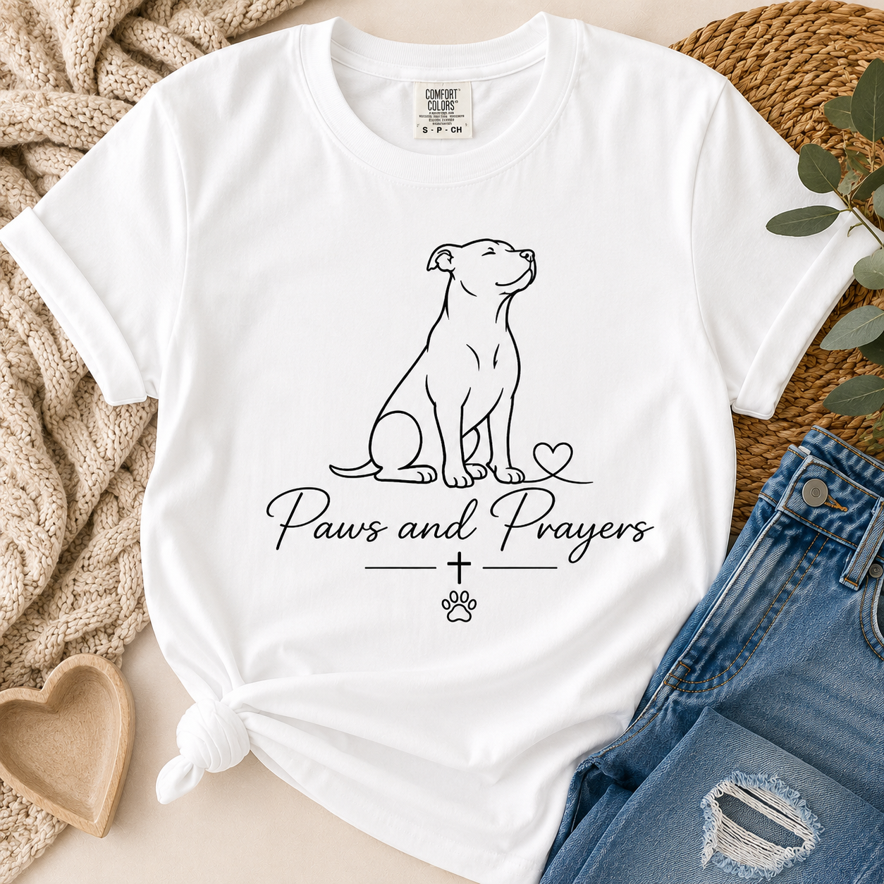 Paws and Prayers Dog T-Shirt — Faith & Pet Lover Tee