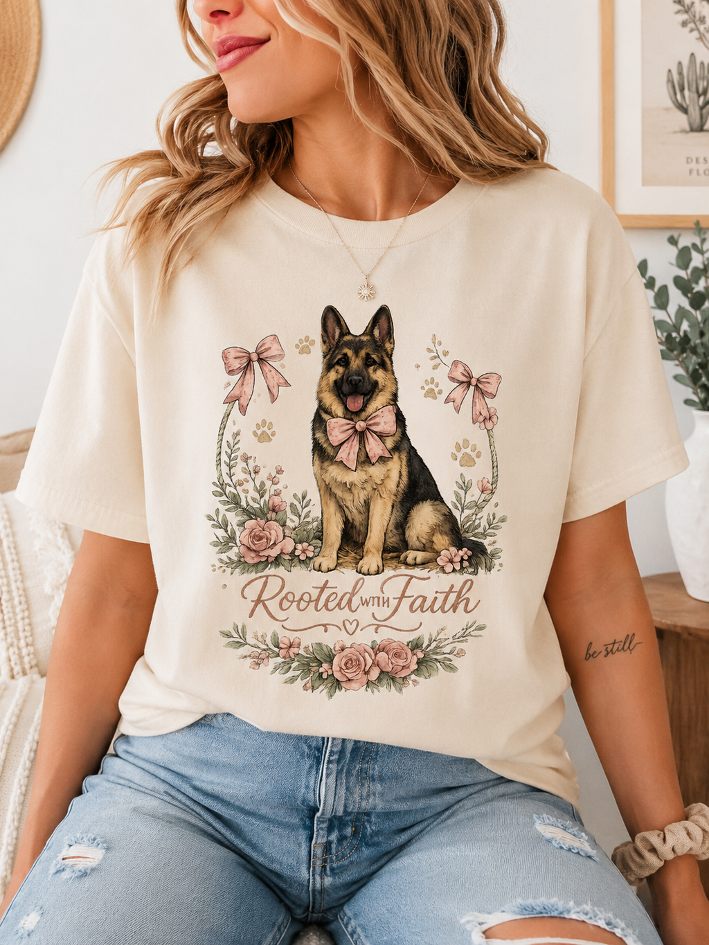 Rooted in Faith German Shepherd Tee