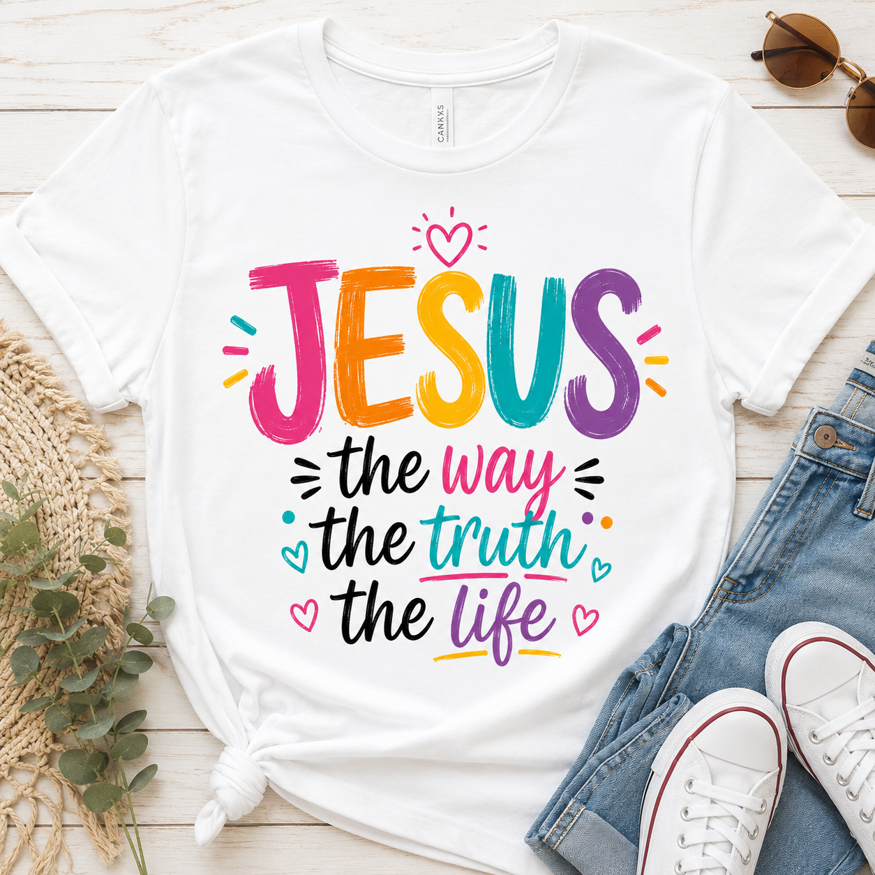 Jesus The Way The Truth The Life T-Shirt — Colorful Christian Faith Tee