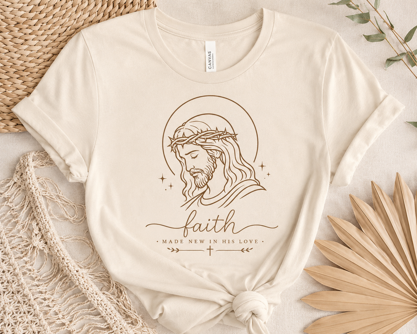 Faith Jesus Tee - 'Faith' Inspirational Christian T-Shirt with Crown of Thorns Illustration
