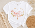 Faith Floral Heart Tee — "Faith Over Fear" Inspirational Christian T‑Shirt