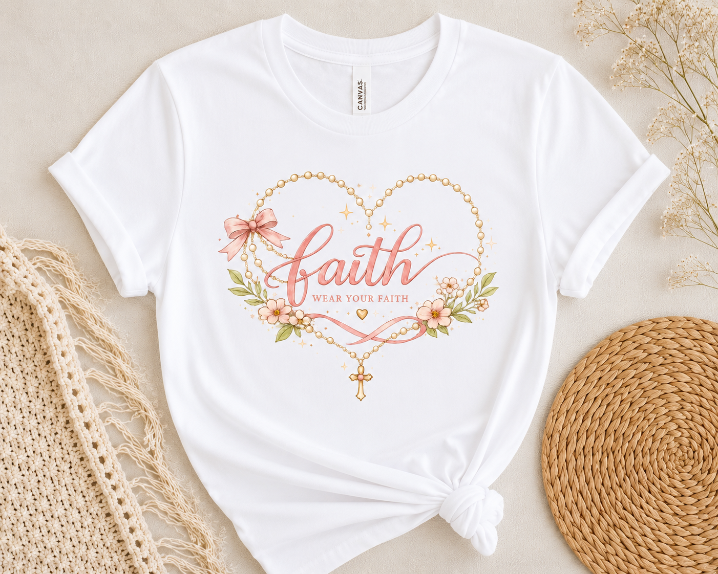 Faith Floral Heart Tee — "Faith Over Fear" Inspirational Christian T‑Shirt