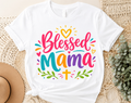 Blessed Mama tee | Colorful floral script shirt