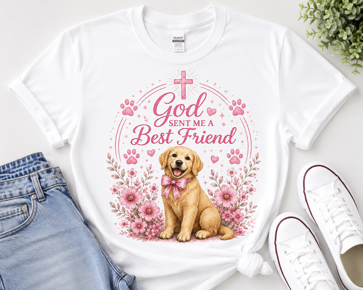 God Sent Me a Best Friend Puppy T-Shirt — Cute Christian Dog Lover Tee