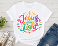 Jesus Is the Light T-Shirt — Colorful Christian Faith Tee