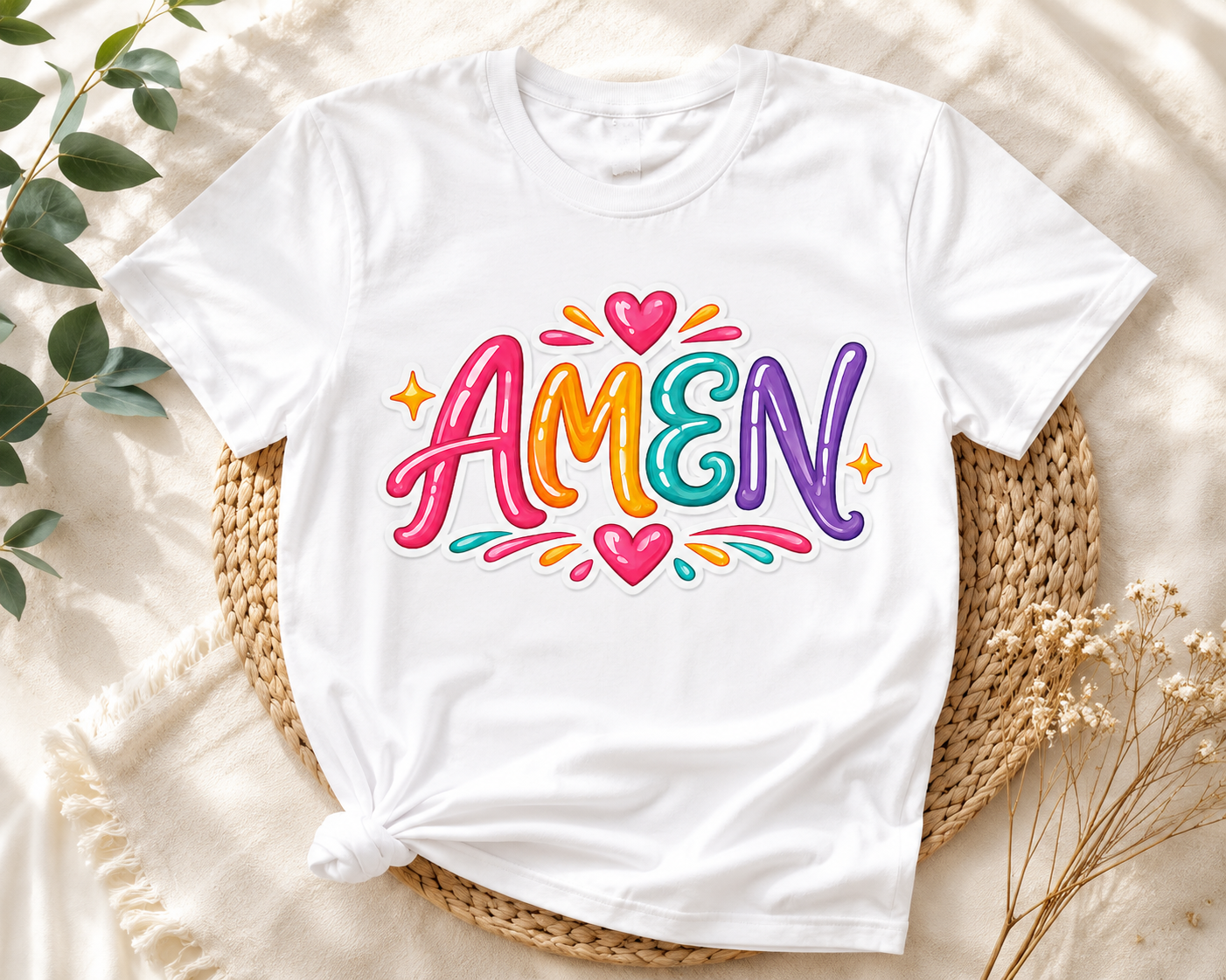 Amen Colorful Graphic Tee - Bright Faith Christian T-Shirt