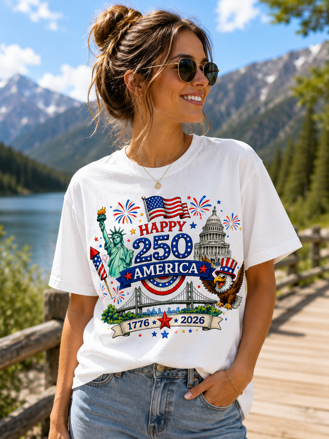 Happy 250 America T-Shirt — 1776–2026 Patriotic Independence Day Tee