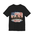 Land of the Free Because of the Brave T-Shirt — Patriotic Military American Flag Tee