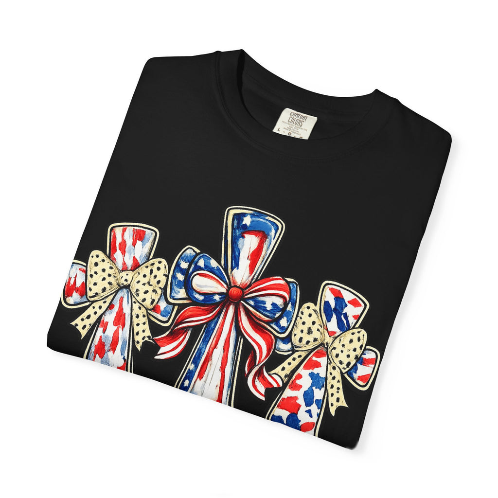 Patriotic Ribbon Crosses T-shirt | American Flag Bow Crosses