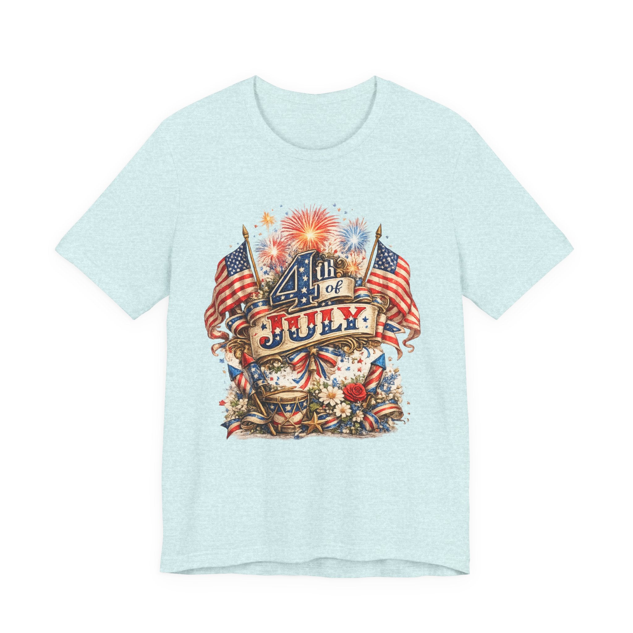 4th of July Fireworks T-Shirt — Patriotic American Flag Stars & Stripes Tee