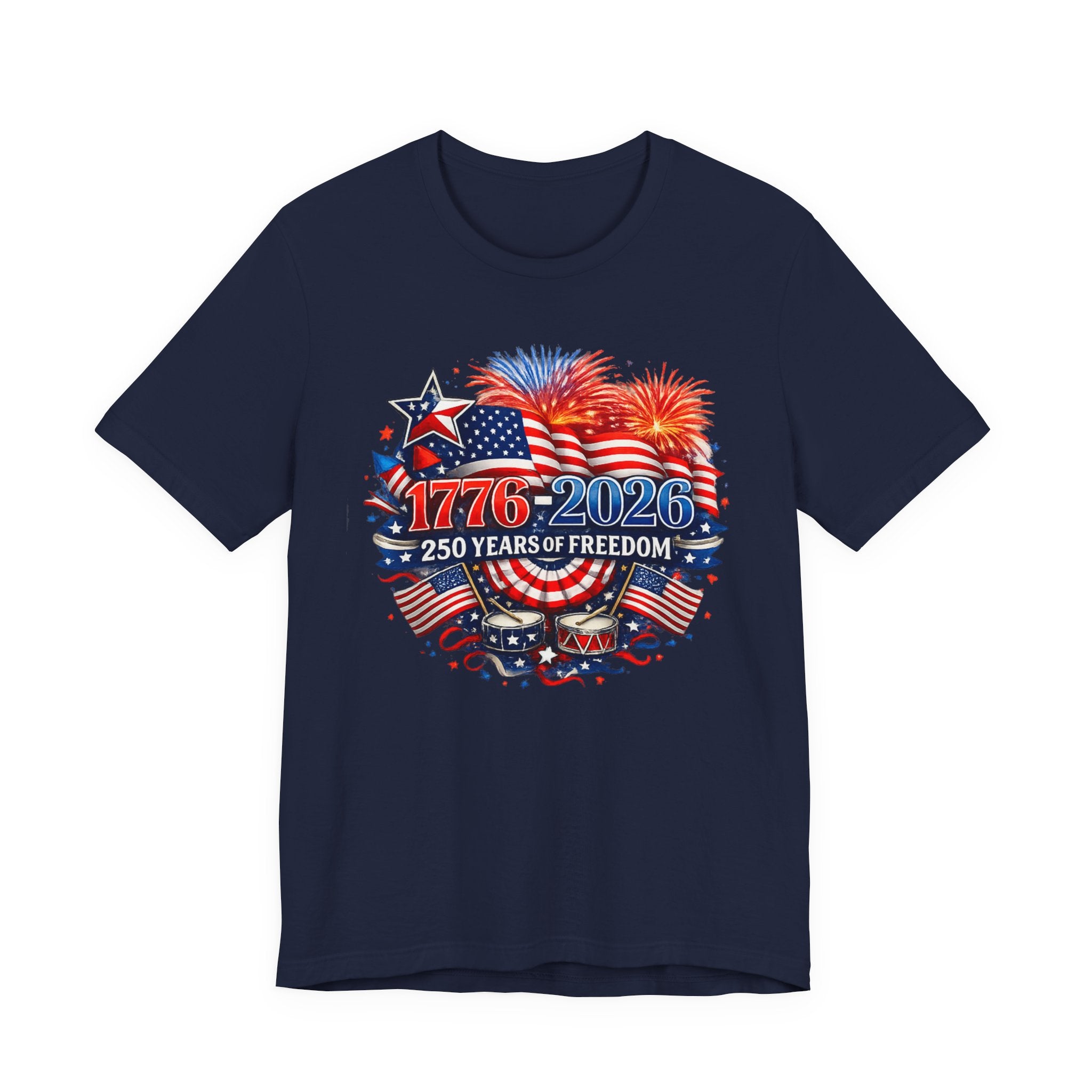 1776-2026 Freedom T-Shirt — Patriotic American Flag Fourth of July Tee