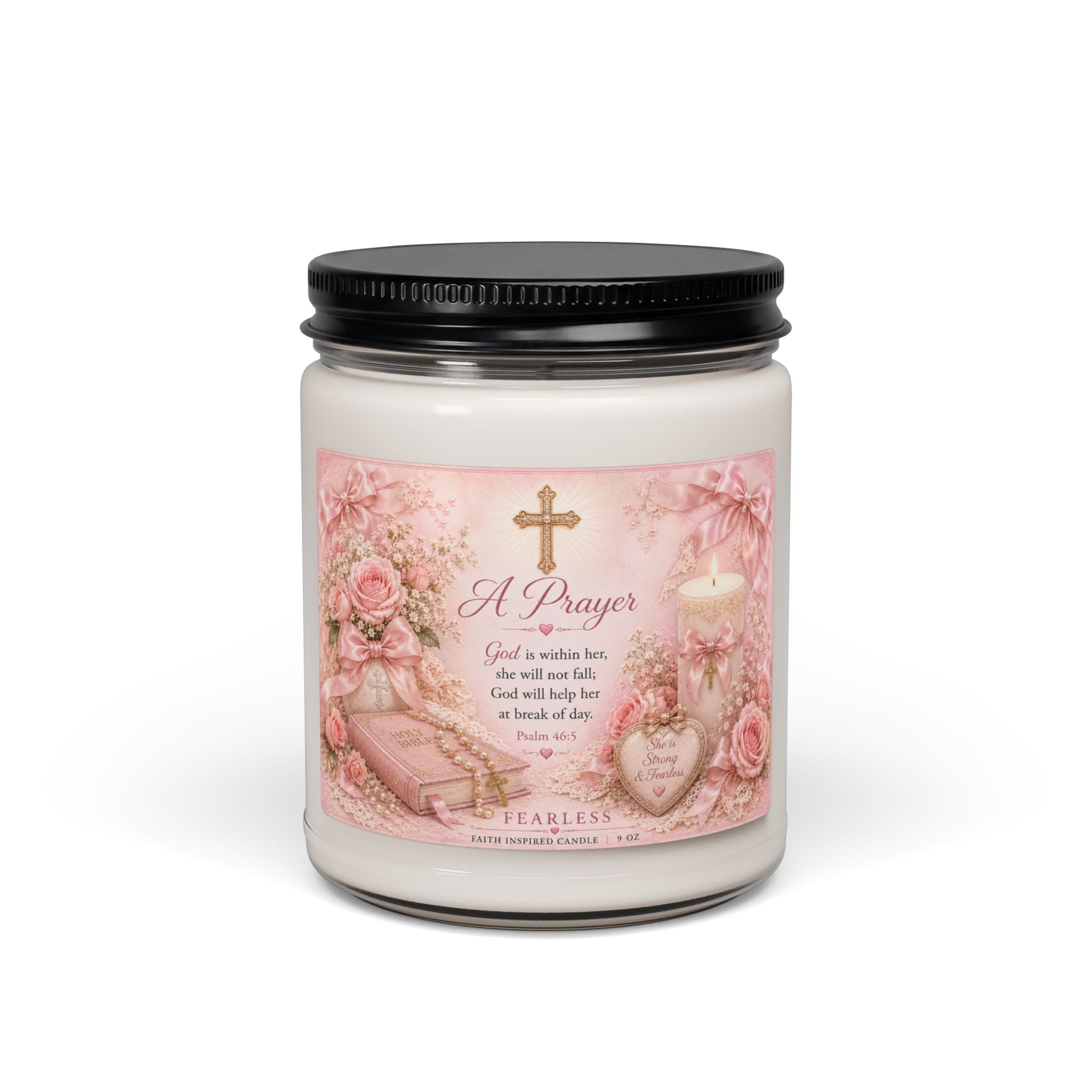 A Prayer Scented Soy Candle — 9oz Cross & Scripture Comforting Floral Gift
