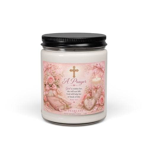 A Prayer Scented Soy Candle — 9oz Cross & Scripture Comforting Floral Gift